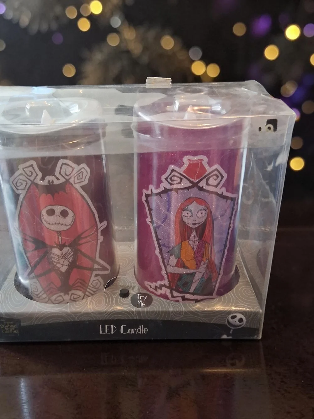 Nightmare Before Christmas color-changing LED candles featuring Jack and Sally
